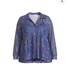 Terra &Sky babydoll style sheer blouse